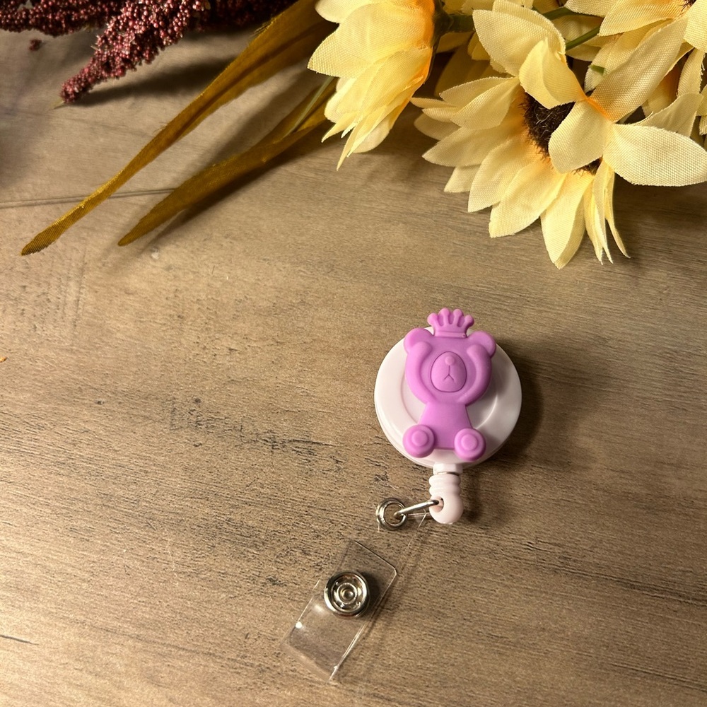 Queen Teddy Bear Badge Reel